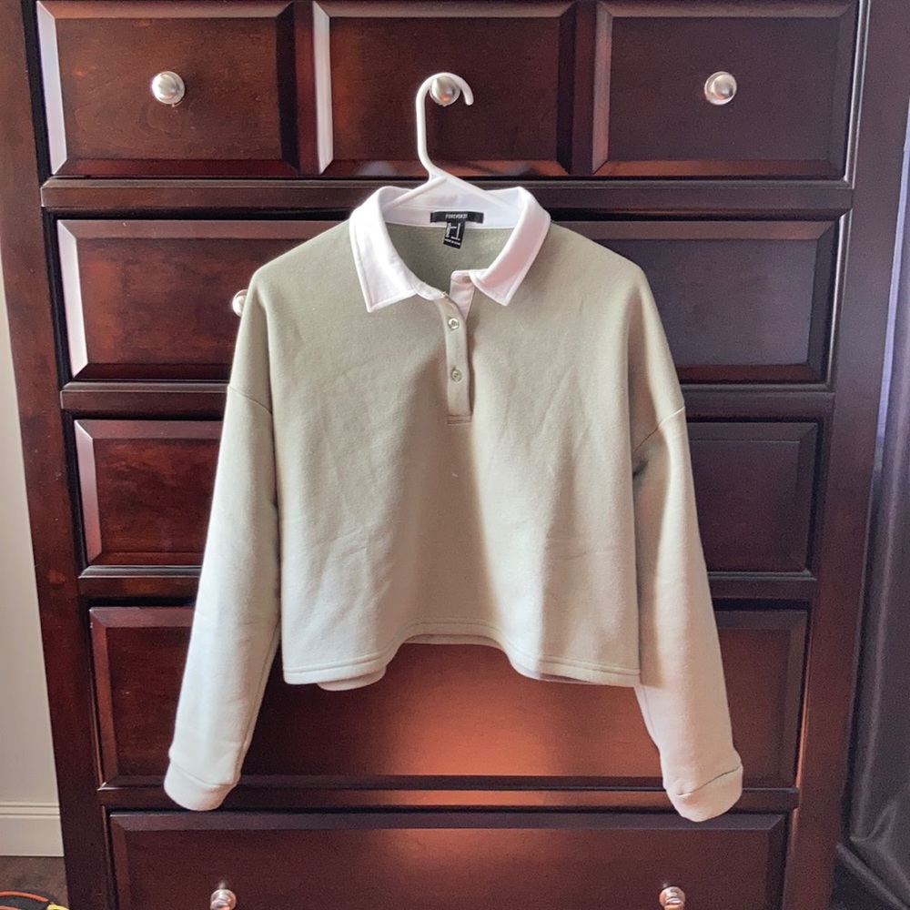 Olive green collared sweatshirt